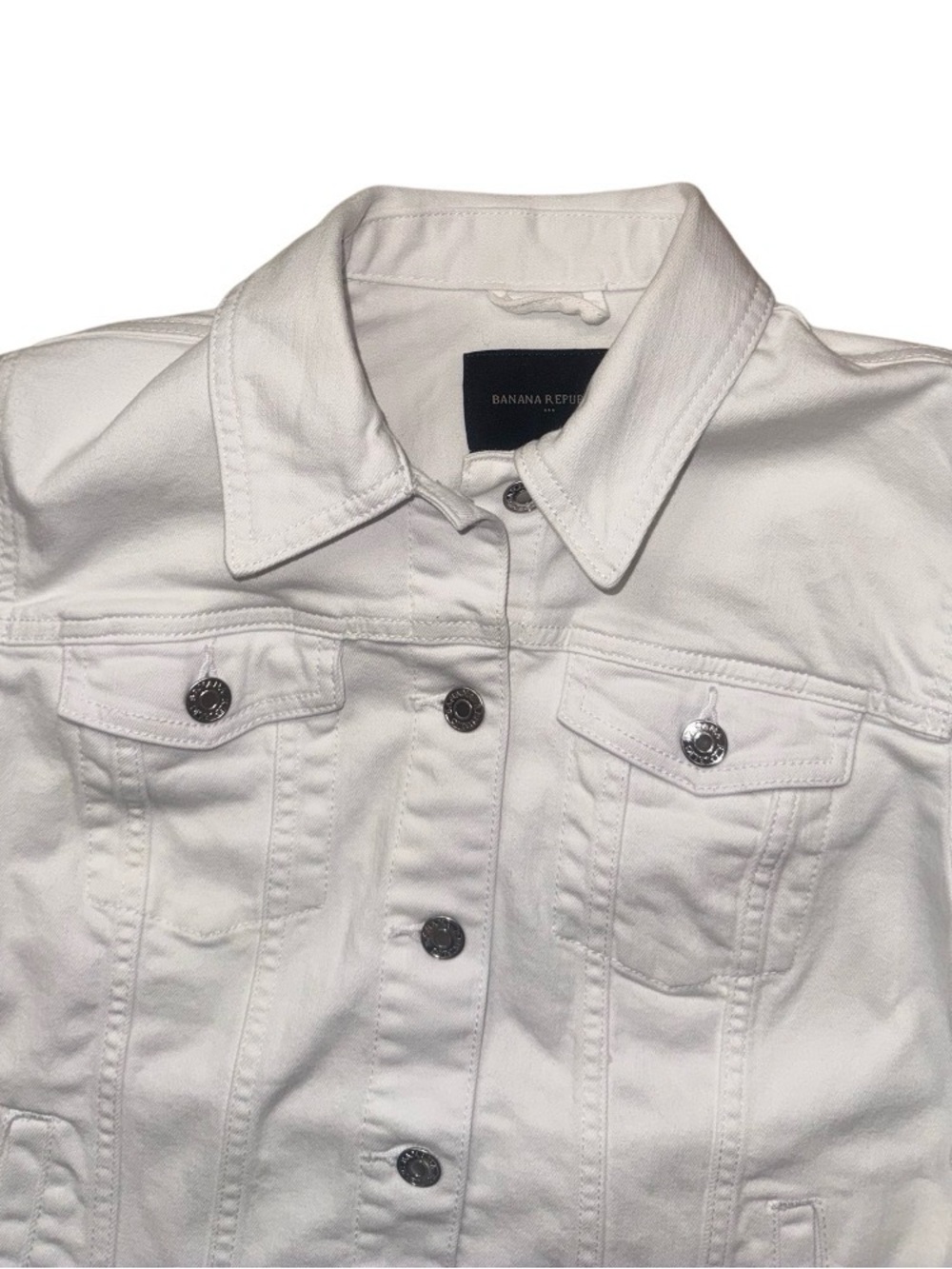 BANANA Republic white denim jacket women’s size Medium - Picture 6 of 17
